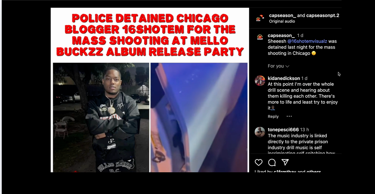 16SHOTEM Arrested over mass shooting at Album Release Party